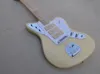 Guitarra eléctrica color crema de 6 cuerdas con diapasón de arce, golpeador blanco, se puede personalizar