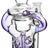 11.5inch purple Recycler dab rig Other Smoking Accessories circulation of water oil burner 14mm Glass Bowl Ash Catcher And Bubbler Smoking Pipes