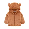 Jackor 2022 Barnkl￤der Girls Boys 10 Candy Color Coral Fleece Huva med ￶ron Tecknad kappa 1-6 Y