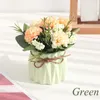 Flores decorativas vaso de cerâmica minimalista com simulação artificial Plantas verdes de bomte de bonsai Decoração de desktop Flor em vaso