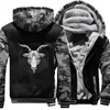 Men's Jackets Satan Goat Head For Men Clothing Thicken Warm Camouflage Jacket Fleece Hooded Coat Oversized Hoodies Sweatshirt Zipper