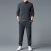 Men's Tracksuits Minglu Polar Fleece Sprot Casual Sets sweatshirtspants Autumn Winter Zipper Male Hoodies Elastic Waist Man Pants XL G221011