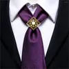 Bow Ties Hi-Tie Business Men's Bolo Tie Gold Ring Silk Luxe Purple For Men Floral Hanky ​​Cufflinks Set Bruiloft Hoogwaardige stropdas