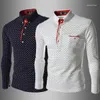 Men's Polos ZOGAA Fashion Men Solid Color Polka Dot Print Buttons Up Cotton Pullover Slim Shirt S 2022