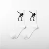 Мужские носки новая зима ретро -женские личности искусство Ван хлопок смешная картина счастливой скелет мужчина Socken T221011