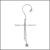 Dangle Lustre 925 Sterling Sier Slim Long Spike Piercing Boucle d'oreille Pendiente Rock Punk Mode Cristal Mariage Européen Juif Dhvmp