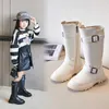 Boots Winter 2022 Black Kids Fashion High Breattable Non-Slip ökande PU Girls Chic Cool Platform för Party Show Y2210