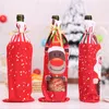 Juldekorationer Santa Snowman Elk Wine Bottle Cover Champagne Bag Ornamente Dinner Decor Navidad Kerst Year Gift