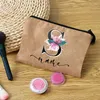 Kosmetiska väskor Personlig anpassad makeup Maid of Honor Wedding Bachelorette Party Gifts Linen Pouches Travel toalettartiklar