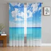 Curtain Beach Sky Sea Tulle Curtains For Living Room Bedroom Decoration Chiffon Sheer Voile Kitchen Window