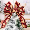 Kerst Tree Topper Bow Decorations Buffalo Plaid Xmas Bowknot Ornamenten Holiday Party Home Decor PHJK2210