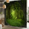 Duschvorhänge natürliche Waldlandschaft Tropische Bäume Boho Badezimmer wasserdichtes 3D -Druck -Trennwand mit Haken 221012