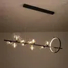 Chandeliers Black Led Chandelier 현대 거실 식탁 바 산업 유리 공 천장 펜던트 램프 상점 주방 조명