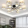 Kronleuchter Moderne LED-Kronleuchter für Wohnzimmer Schlafzimmer Esszimmer Innendesign Deckenleuchte Schwarz Gold Fernbedienung Fixture Light