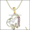 Autres ensembles de bijoux Collier Bague Deux Pièces Ensemble Maman Amour Coeur Motif Incrustation Cristal Plaqué Or Chaîne Mode Mères Cadeau 6Lr J2 Dr Dhvbj