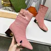 Stivaletti da donna firmati invernali Moda GGity Stivaletti con tacco alto Sexy Tacchi rossi Stivale da cowboy Pelle di lusso dsdfxz