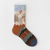 Мужские носки женские чулки литературные ретро-ретро французские носки Tide осень и зимние хлопковые пара