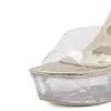 Sandals Sexy Transparent Crystal High Heel Women 14cm Thin Party Wedding Slippers Female Sliver And Gold TWS068