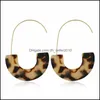 Dangle Lustre Léopard Marque Conception Acrylique Boucles D'oreilles Acétate Écaille De Tortue Demi-Cercle Dangle Grand Crochet Résine Goutte Boucle D'oreille Pour W Dhypj