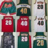 Seattle Mens Throwback Jersey Gary Super 20 Payton Shawn Sonics 40 Kemp Basketball Shorts Basketball Trikot