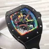 Swiss Luxury Watches Richadmills Mechanical Watch Chronograph Wristwatch 6801 Automatic Mechanical r Watch Black Ceramic Tape Trend Men Watches Designer W