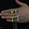 Ny design Snake Cross Pendant med CZ Paled Gold Silver Charm med repkedja Tenniskedjor Halsband för kvinnor Män Hip Hop Animals Jewelry Wholesale