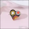 Pins Brooches Couple Enamel Brooch Pins Love Heart Shaped Daisy Sunflower Badge Valentines Day Gift Colored Lapel Pin Jewelry 1 81Z Dhcp0