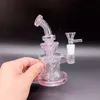 미니 분홍색 유리 물 봉 담그마 오일 dab rigs shisha 14mm 공동 흡연 파이프