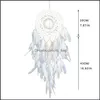 Kunst- en ambachten Arts Crafts Dream Catcher With Lights Handmade Wall Hangende Decor ornamenten Craft voor meisjes slaapkamer auto colorf veren dhok4