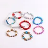 Charm Bracelets Fashion Glaze Crystal Beaded For Women Boho Jewelry Turquoise Cross Elastic Colorful Beads Arm Cuff Bangles