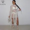 Lässige Kleider VAZN Europa und die Vereinigten Staaten 2022 Damenmode Sexy Perspektive Gaze Slim Body Gesäß Langarm Kleid Frauen