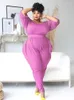 Byxor zjfzml zz kvinnor kl￤der romper plus size crew hals tre kvart ￤rm h￶g midja sidor jumpsuit drop grossist