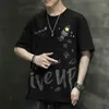 メンズTシャツ夏の男性ロゴレター印刷された半袖 - シャツ男性韓国版トレンドルースカジュアルハーフTシャツ81187