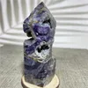 Decoratieve beeldjes natuurlijke paarse sphaleriet toren geode druzy kwarts kristal mineraal monster kolom wicca reiki genezende toverstok ornament