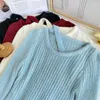 Kvinnors tr￶jor Autumn Winter Faux Milk Cashmere Sweater Women Fashion Designer Oregelbundet Mohair Sticked Pullover Sexig Crop Streetwear