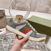 Screener Designer Casual Shoes Smutsiga kvinnor Äkta läder New Ace Broderad Strawberry Luxury Sneaker