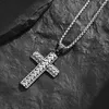 Pendant Necklaces European Men's Stainless Steel Casting Woven Pattern Residual Religious Vintage Jewelry Cross Necklace