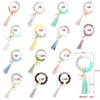 Foreign trade food grade silicone beads bracelet keychain personalized tassel pendant key ring female multi-color optional b1011