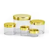 Plastic Jars Round Thick Wall Clear Leak Proof Cosmetic Container Jar with Gold Lids for Lotions Ointments Travel Make Up Storage 20ML 30ML 60ML 120ML 300ML