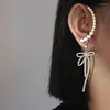 Rücken Ohrringe Mode Kristall Schmetterling Clip auf Ohrring Perlenperlen Ohrmanschette Lange Quasten Charm MOOL für Frauen