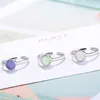 Cluster Rings Fashion Sweet Simulation Stone Gold Ring For Women Simple Open Female Korean Silver Jewelry 2022