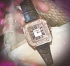 Top marque quartz mode femmes horloge montres 36mm date automatique diamants carrés cadran romain designer montre amoureux cadeaux féminins chaîne bracelet montre-bracelet