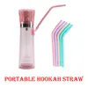 Silicone water pipe with led light hookahs acrylic shisha bongs beverage cup hookah Coloful bottle shaped mini bong with glass bowl