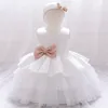 Niños princesa vestido niñas moda fiesta sólido bebé pastel boda lentejuelas bowknot vestido 78 z2