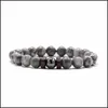 Bärade strängar naturliga pärlsträngar runt pärlor smycken armband modeenergi yoga pärla armband 8mm herr vulkan sten smält dh9qj