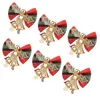 Christmas Decorations Party DIY Decor Pendant Decoration Tree Bow-knot Door Ornaments Gold Mini Iron Cloth Festival 2CM Height Red 6pcs Bell