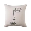 Kussen Molotu Nordic Abstract Face Design Berber Fleece Fabric Decoratieve kussens Decor Home Witte bank