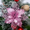 Flores decorativas colgantes Navidad hogar fiesta ornamental Poinsettia boda flor jardín brillo Navidad 10 Uds Bling