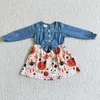 Mädchen Kleider Großhandel Baby Halloween Kleid Kleinkind Weiche Denim Rüschen Langarm Kinder Kürbis Geister Bowknot Kind Urlaub Kleidung