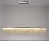 الثريات عالية الجودة LED LED NORDIC TASSEL SPARDENT LUXITY PENDANT Restaurant K9 Crystal Chandelier Lighting El Hanging Lamp